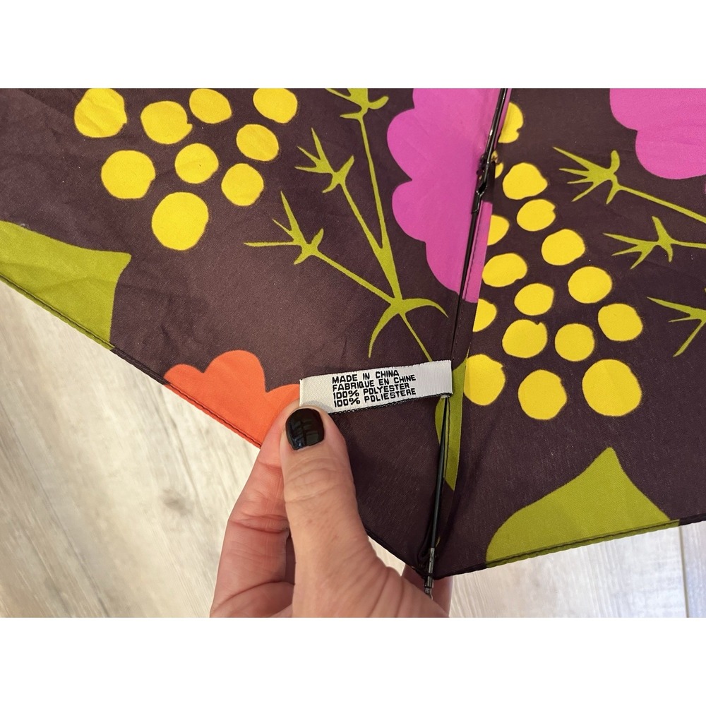 Umbrella Marimekko Kukkatori by Maija Isola Floral Green Pink Yellow Orange - Picture 8 of 16